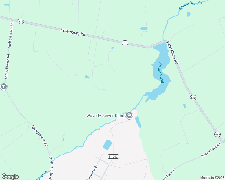 map of restaurants, bars, coffee shops, grocery stores, and more near 4263 Petersburg Road in Waverly