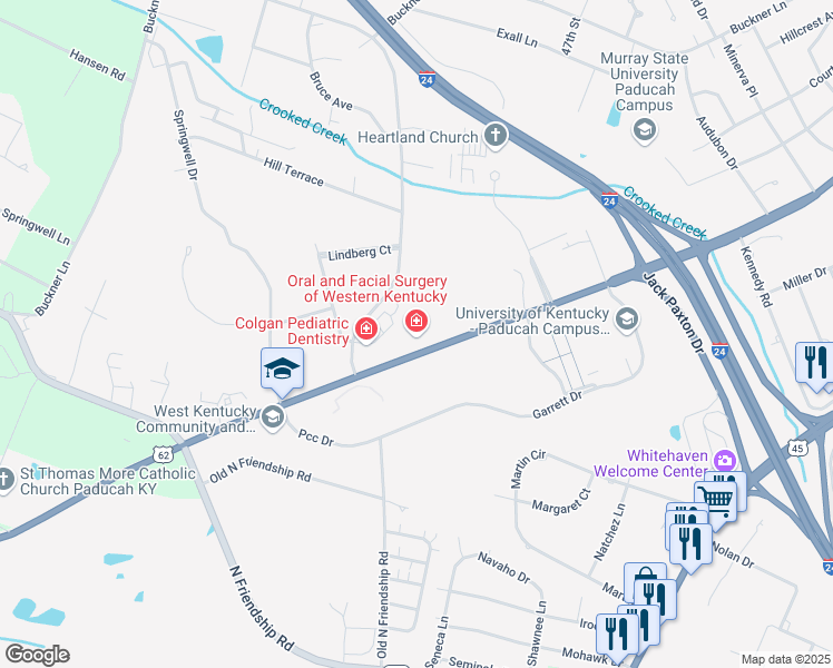 map of restaurants, bars, coffee shops, grocery stores, and more near 4975 Alben Barkley Drive in Paducah