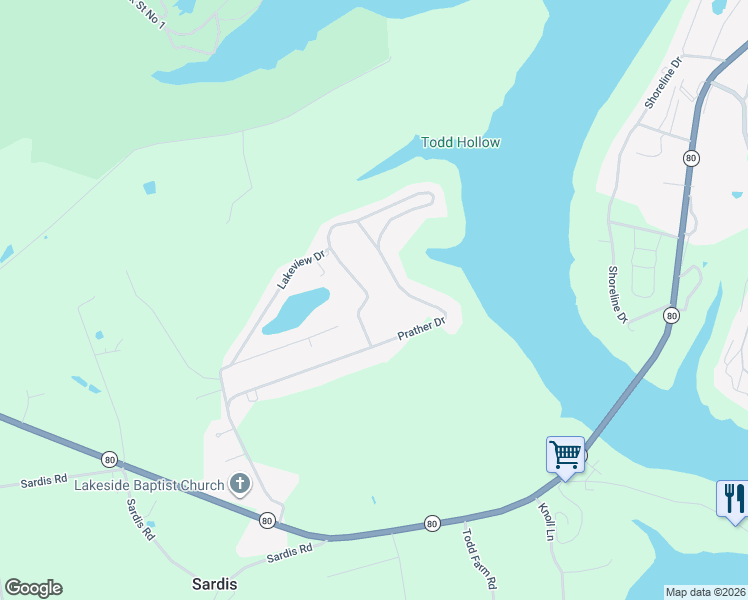 map of restaurants, bars, coffee shops, grocery stores, and more near 252-970 Prather Dr in Nancy