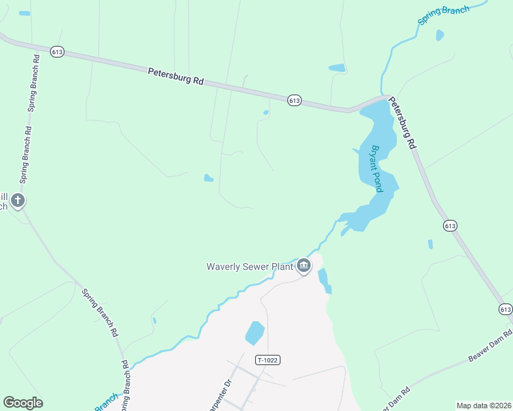 map of restaurants, bars, coffee shops, grocery stores, and more near 4263 Petersburg Road in Waverly