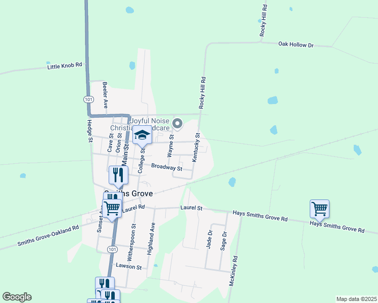 map of restaurants, bars, coffee shops, grocery stores, and more near 359-399 Kentucky Street in Smiths Grove