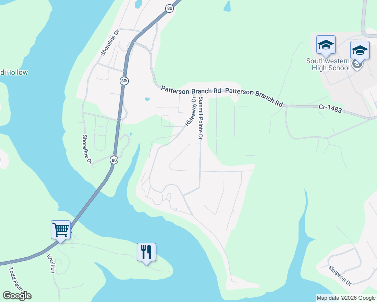 map of restaurants, bars, coffee shops, grocery stores, and more near 1-299 Observation Pointe Drive in Somerset