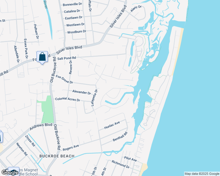 map of restaurants, bars, coffee shops, grocery stores, and more near 1808 Lafayette Drive in Hampton