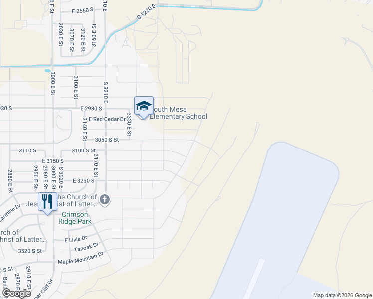 map of restaurants, bars, coffee shops, grocery stores, and more near 2555 S 3430 E in Washington