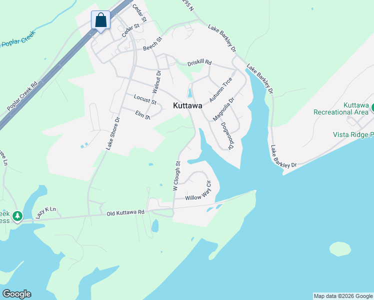 map of restaurants, bars, coffee shops, grocery stores, and more near 602-610 E Clough St in Kuttawa