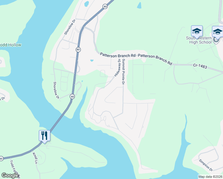 map of restaurants, bars, coffee shops, grocery stores, and more near 1-299 Observation Pointe Drive in Somerset