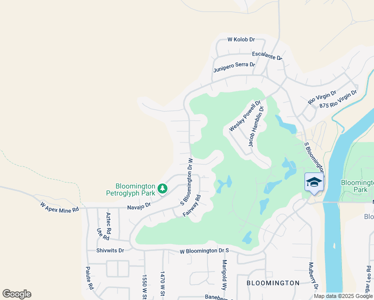 map of restaurants, bars, coffee shops, grocery stores, and more near 3090 South Bloomington Drive West in St. George