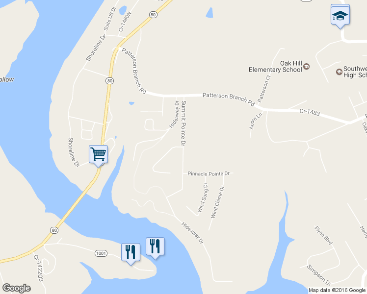 map of restaurants, bars, coffee shops, grocery stores, and more near Summit Pointe Drive in Somerset