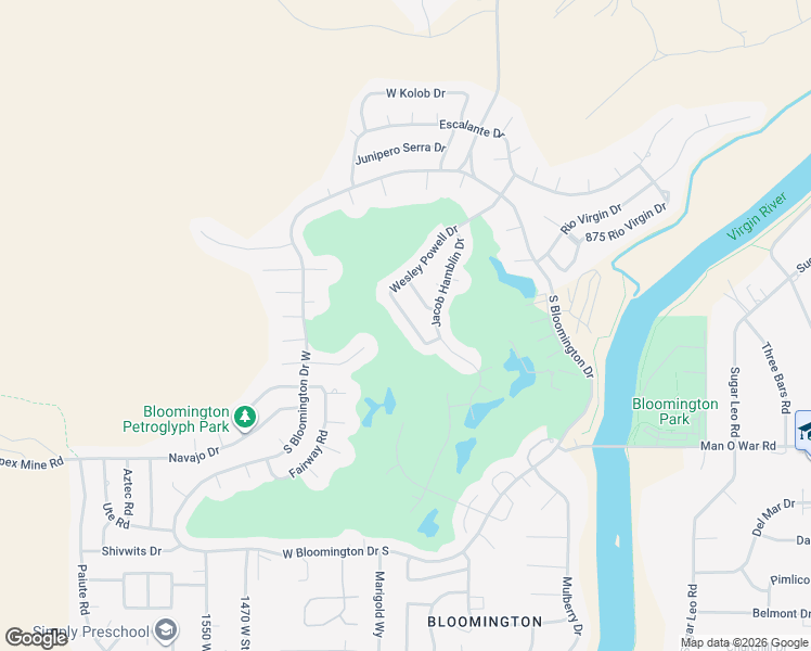 map of restaurants, bars, coffee shops, grocery stores, and more near 3093 Wesley Powell Drive in St. George