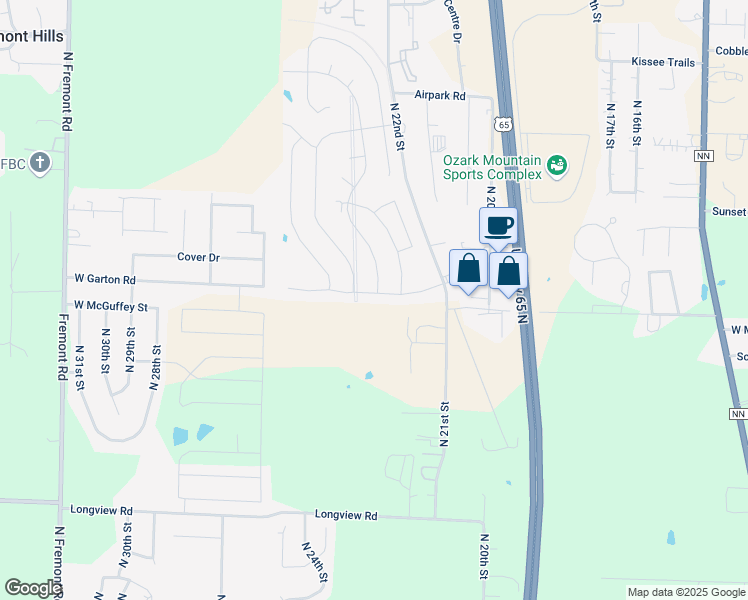 map of restaurants, bars, coffee shops, grocery stores, and more near in Ozark