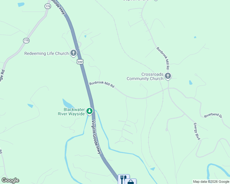 map of restaurants, bars, coffee shops, grocery stores, and more near 205 Bonbrook Mill Rd in Rocky Mt