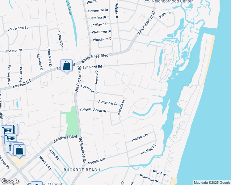 map of restaurants, bars, coffee shops, grocery stores, and more near 45 Fox Grove Drive in Hampton