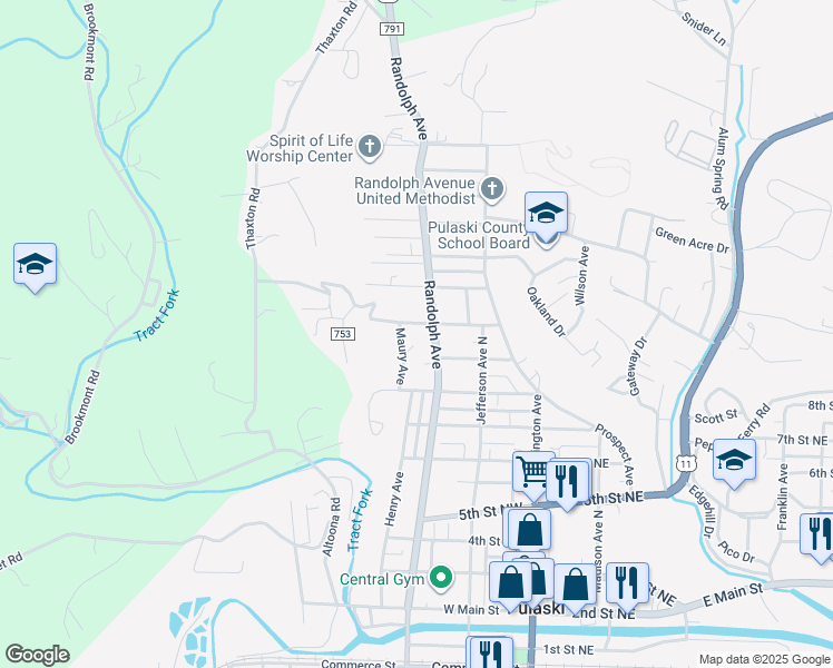 map of restaurants, bars, coffee shops, grocery stores, and more near 911 Randolph Avenue in Pulaski