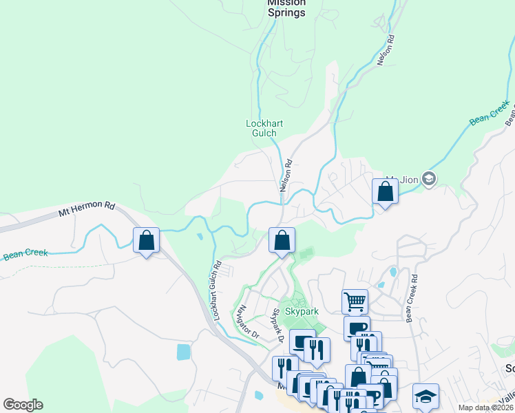 map of restaurants, bars, coffee shops, grocery stores, and more near 525 Lockhart Gulch Road in Scotts Valley