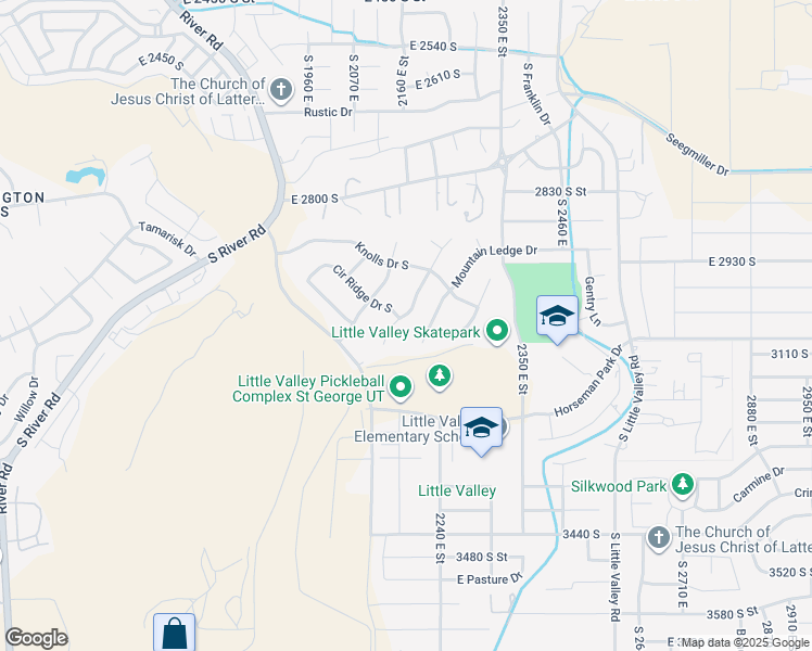 map of restaurants, bars, coffee shops, grocery stores, and more near 3033 Limestone Circle in St. George