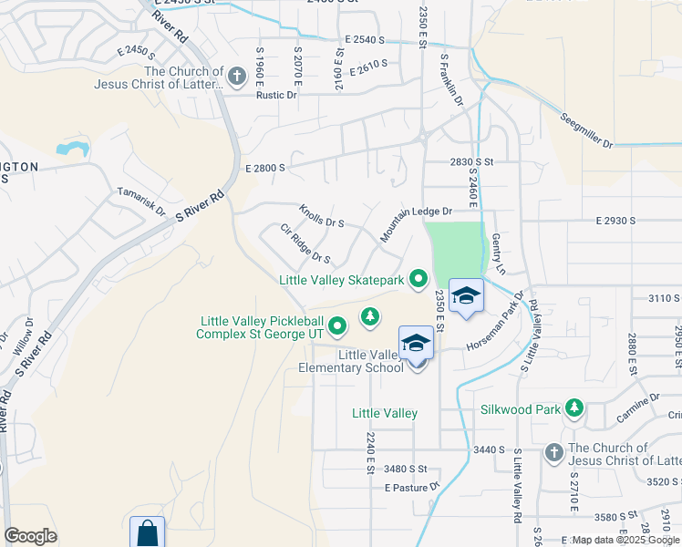 map of restaurants, bars, coffee shops, grocery stores, and more near 3033 Limestone Circle in St. George