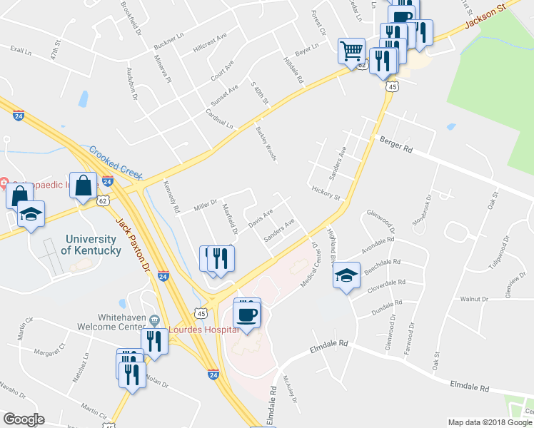 map of restaurants, bars, coffee shops, grocery stores, and more near 326 Poplar Street in Paducah