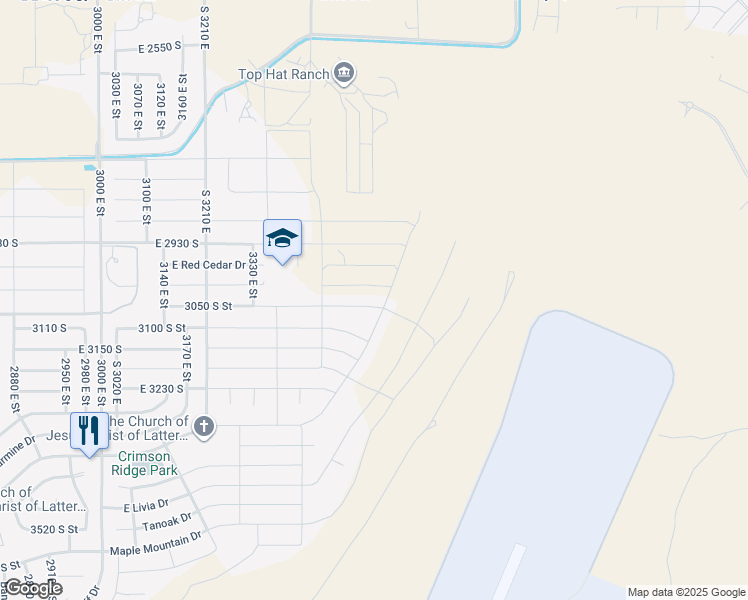 map of restaurants, bars, coffee shops, grocery stores, and more near 3551 East 3050 South Street in St. George