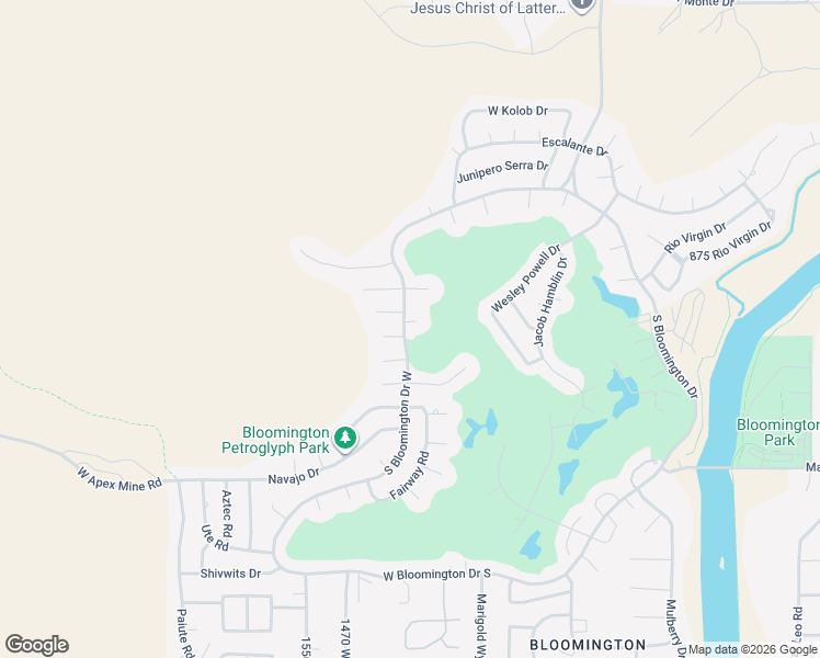 map of restaurants, bars, coffee shops, grocery stores, and more near 3090 South Bloomington Drive West in St. George