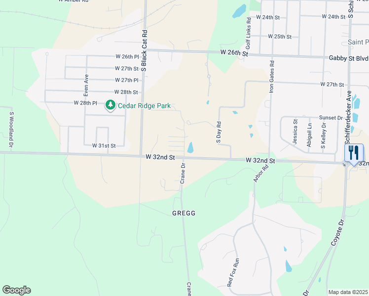 map of restaurants, bars, coffee shops, grocery stores, and more near 3185 South Waterview Lane in Joplin