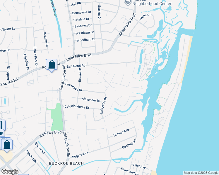 map of restaurants, bars, coffee shops, grocery stores, and more near 1808 Lafayette Drive in Hampton