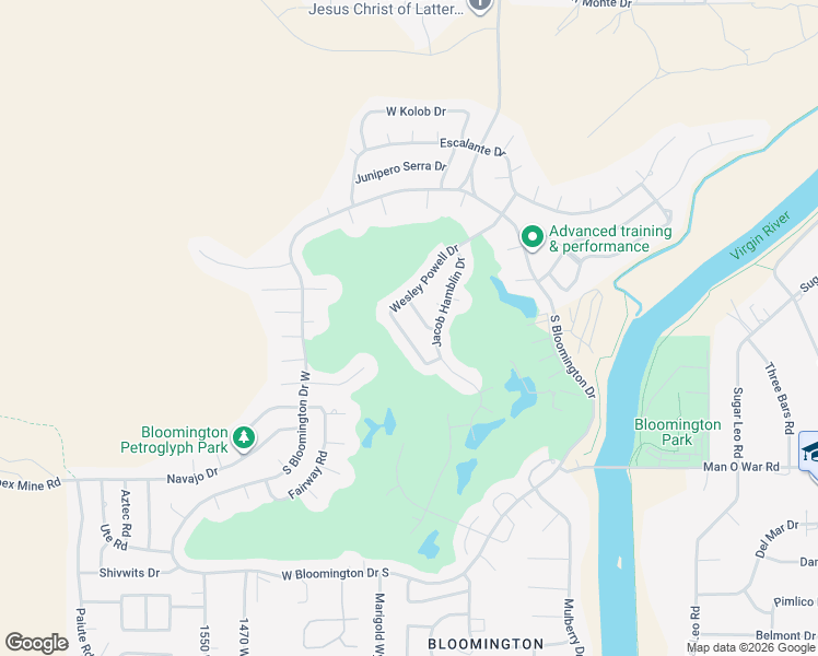 map of restaurants, bars, coffee shops, grocery stores, and more near 3053 Wesley Powell Drive in St. George