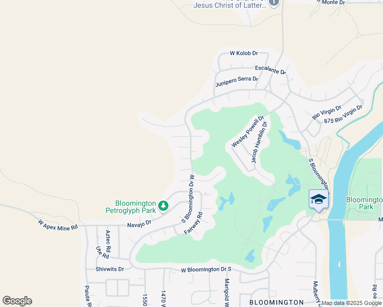 map of restaurants, bars, coffee shops, grocery stores, and more near 3090 South Bloomington Drive West in St. George