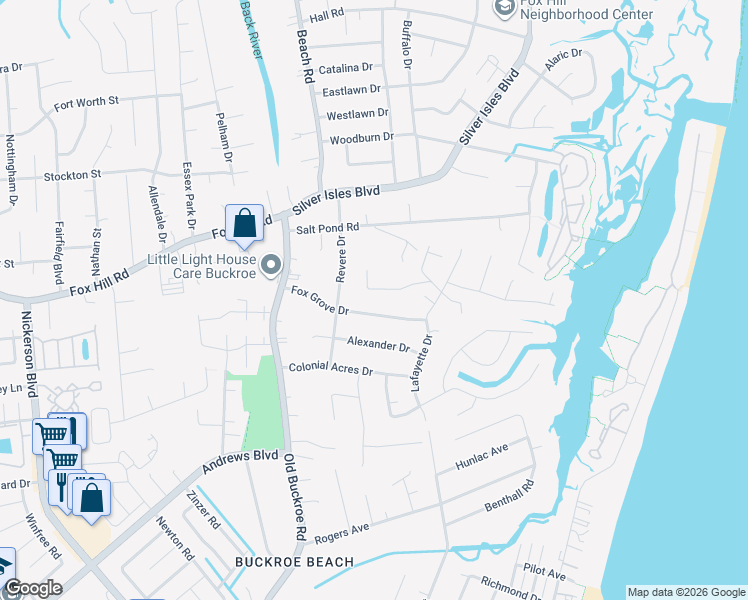 map of restaurants, bars, coffee shops, grocery stores, and more near in Hampton
