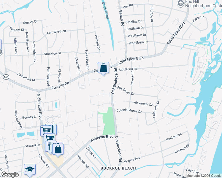 map of restaurants, bars, coffee shops, grocery stores, and more near 1789 Old Buckroe Road in Hampton