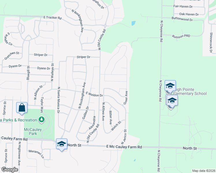 map of restaurants, bars, coffee shops, grocery stores, and more near 925 East Ozark Jubilee Drive in Nixa