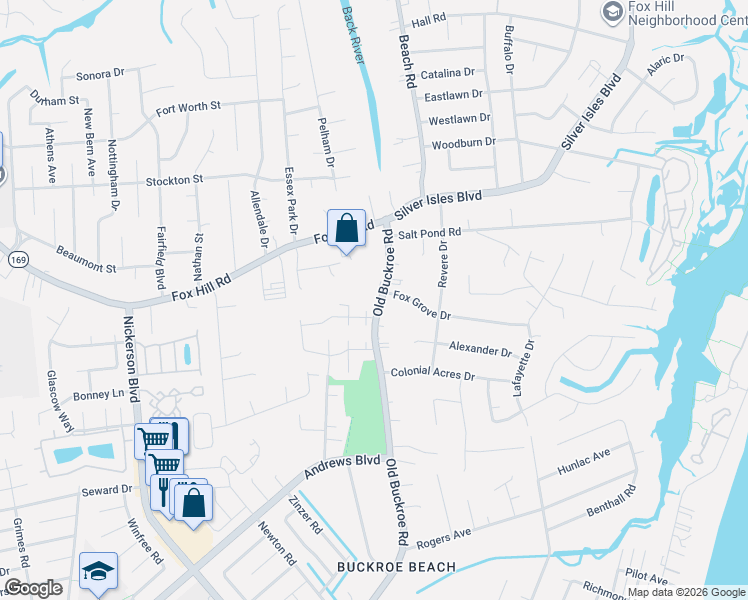 map of restaurants, bars, coffee shops, grocery stores, and more near 1789 Old Buckroe Road in Hampton