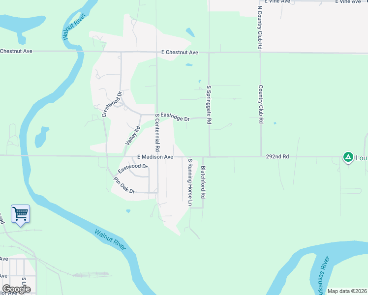map of restaurants, bars, coffee shops, grocery stores, and more near Wheeler Court in Arkansas City