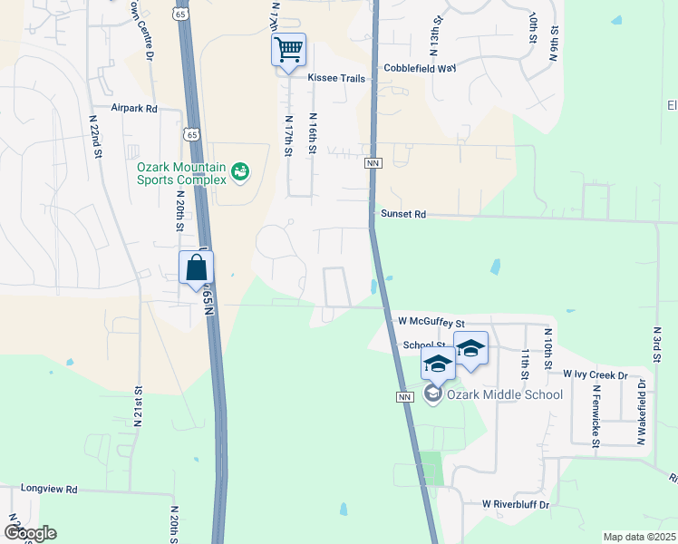 map of restaurants, bars, coffee shops, grocery stores, and more near 3921 North 15th Street in Ozark