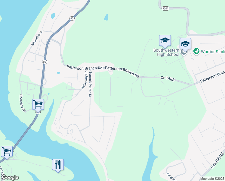 map of restaurants, bars, coffee shops, grocery stores, and more near 599 Patterson Court in Somerset