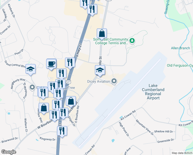 map of restaurants, bars, coffee shops, grocery stores, and more near 2049 Monticello Street in Somerset