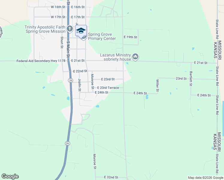 map of restaurants, bars, coffee shops, grocery stores, and more near 505 East 23rd Terrace in Galena