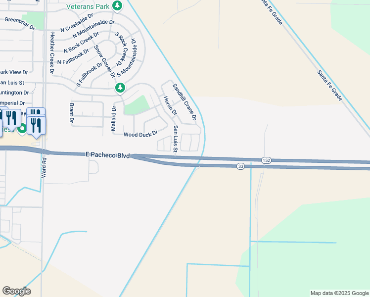 map of restaurants, bars, coffee shops, grocery stores, and more near 3008 La Vina Circle in Los Banos