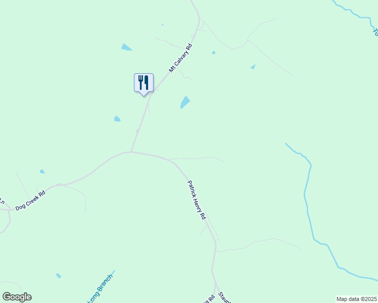 map of restaurants, bars, coffee shops, grocery stores, and more near 102 Parsons Cause Lane in Brookneal
