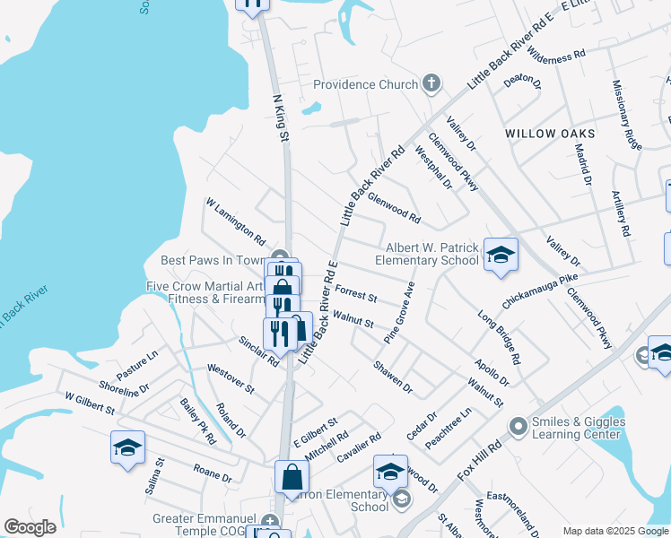 map of restaurants, bars, coffee shops, grocery stores, and more near 100 Lexington Street in Hampton