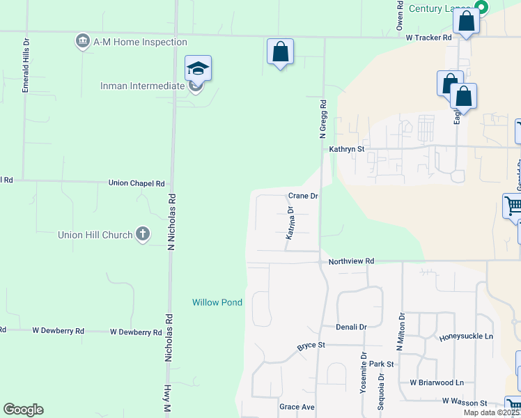 map of restaurants, bars, coffee shops, grocery stores, and more near 800-1186 North Crane Court in Nixa