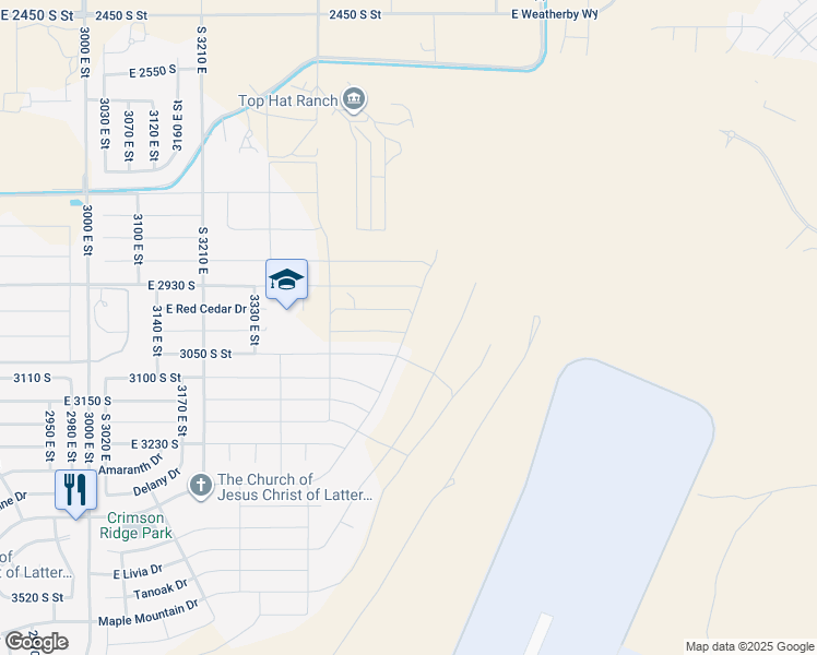 map of restaurants, bars, coffee shops, grocery stores, and more near 2555 South 3430 East in Washington