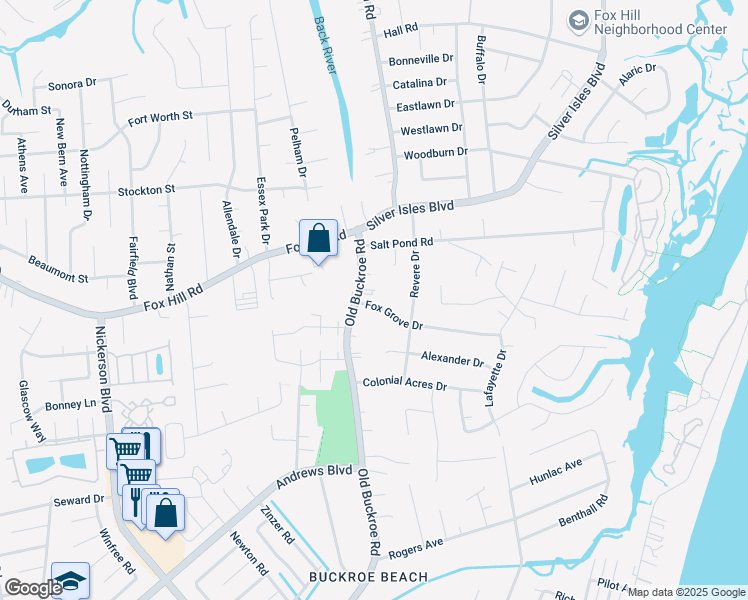 map of restaurants, bars, coffee shops, grocery stores, and more near 1789 Old Buckroe Road in Hampton