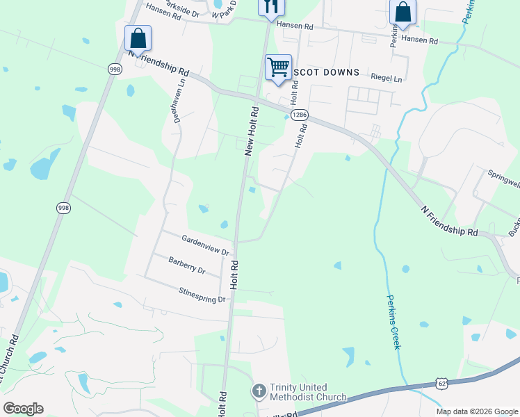 map of restaurants, bars, coffee shops, grocery stores, and more near 2121 New Holt Road in Paducah