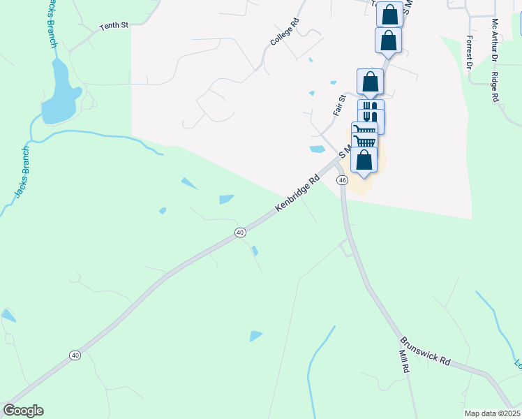 map of restaurants, bars, coffee shops, grocery stores, and more near Kenbridge Road in Blackstone