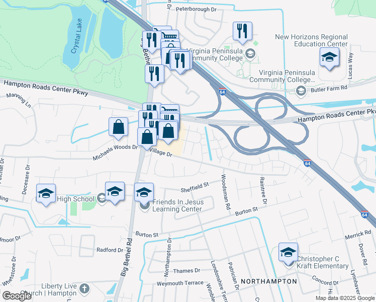 map of restaurants, bars, coffee shops, grocery stores, and more near 6 Tamarisk Quay in Hampton