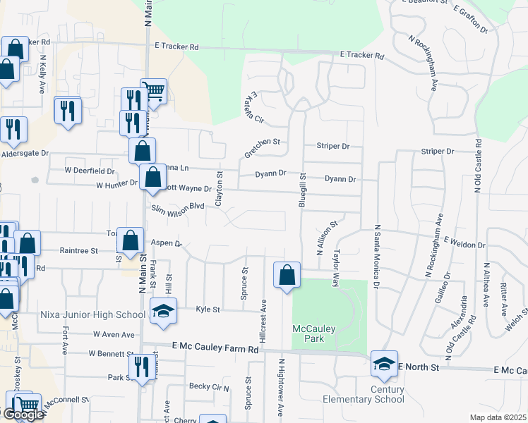 map of restaurants, bars, coffee shops, grocery stores, and more near 668 Ozark Jubilee Drive in Nixa