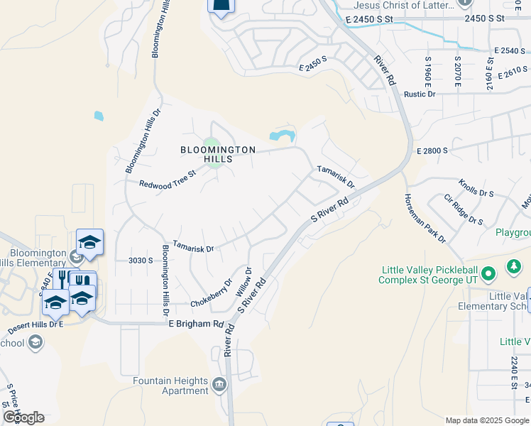 map of restaurants, bars, coffee shops, grocery stores, and more near 1437 Tamarisk Drive in St. George