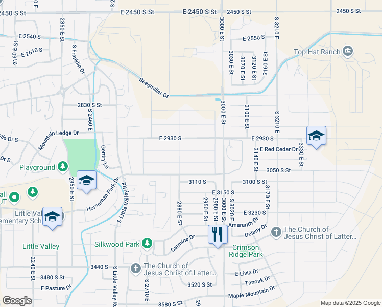 map of restaurants, bars, coffee shops, grocery stores, and more near 2918 Willow Tree Lane in St. George