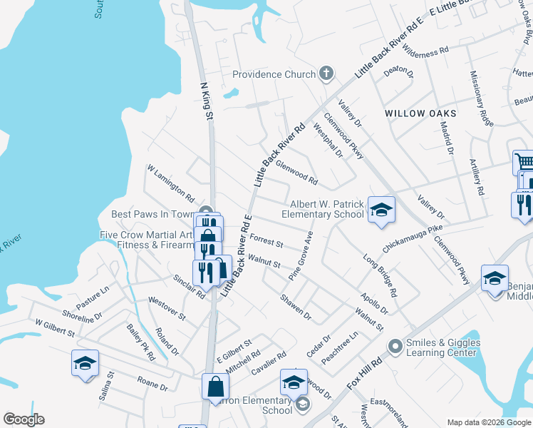 map of restaurants, bars, coffee shops, grocery stores, and more near 109 Lexington Street in Hampton