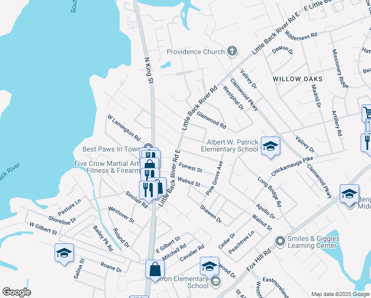 map of restaurants, bars, coffee shops, grocery stores, and more near 109 Lexington Street in Hampton